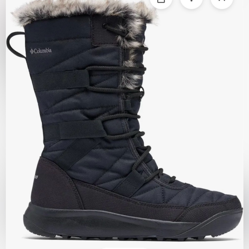 Columbia Women's Black Winter Lace-Up Boot with Faux Fur Collar